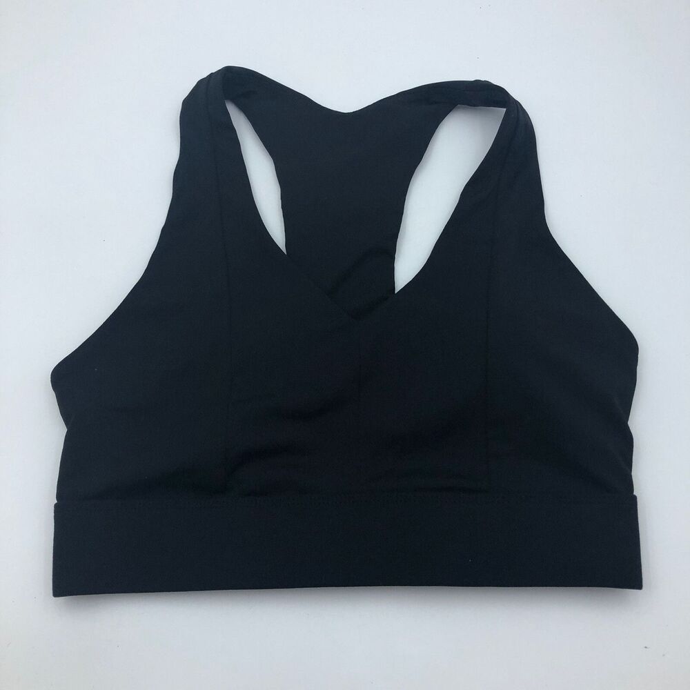 Fabletics Athletic Black Sports Bra Racerback Reflective Medium